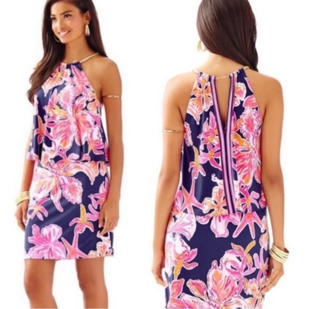 🌺 Lilly Pulitzer Lucia Via Sunny Engineered Floral Hibiscus Sheath Dress